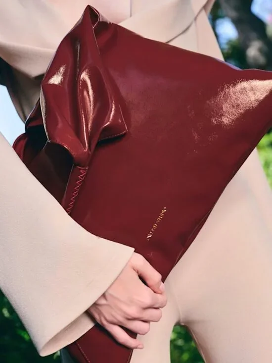 Wolf and Badger Savanna Vegan Leather Hobo Bag - Bordeaux Patent Color - Picture 5 of 5